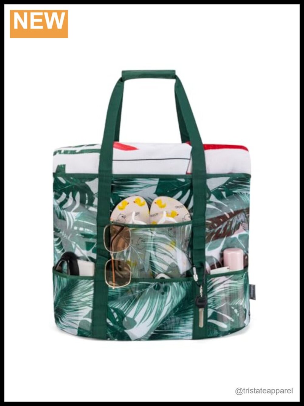 Extra Large Mesh Beach Bag with 9 Pockets Zippered Waterproof Lightweight Tote